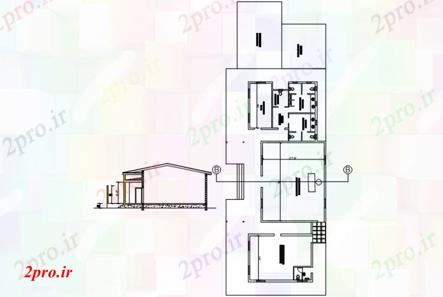 دانلود نقشه ساختمان مرتفعفاصله مفهوم خانه دو بعدی 10 در 26 متر (کد110638)