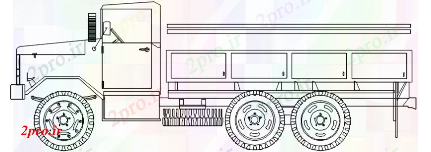 دانلود نقشه بلوک وسایل نقلیه حمل و نقل کامیون سمت بلوک نما طراحی جزئیات (کد110644)