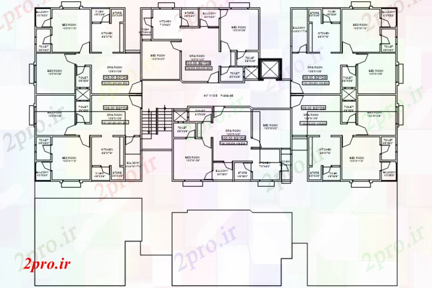 دانلود نقشه مسکونی  ، ویلایی ، آپارتمان  آپارتمان ساخت طرحی طبقه معمولی طرح (کد110686)