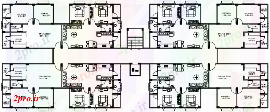 دانلود نقشه مسکونی  ، ویلایی ، آپارتمان  دو طبقه از آپارتمان   طبقه ساختمان طرحی خودکار  (کد110722)