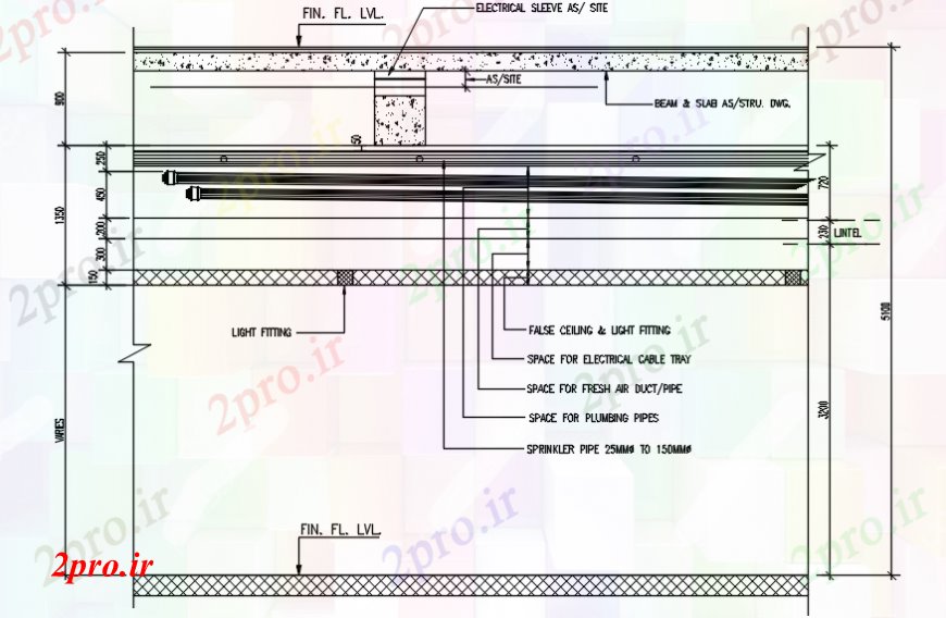 دانلود نقشه طراحی جزئیات ساختار سقف کاذب با اتصالات ساختار سازنده نور جزئیات (کد110734)