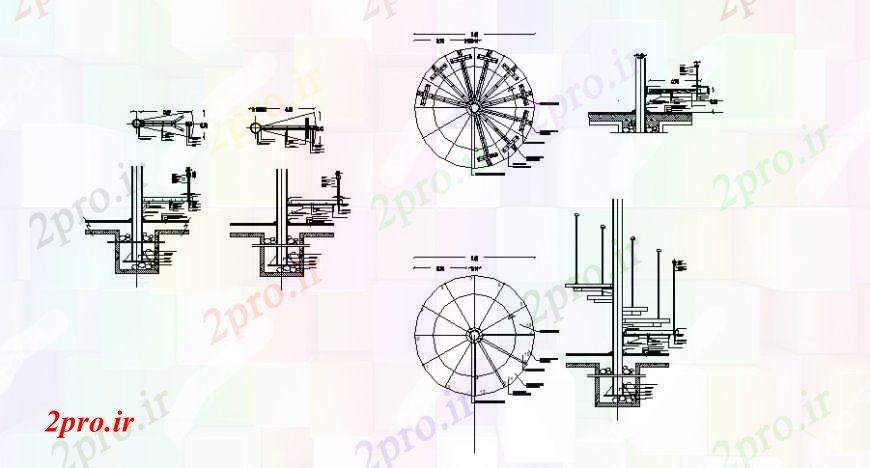 دانلود نقشه جزئیات پله و راه پله   طراحی راه پله مدور جزئیات طرحی و نما  (کد110772)