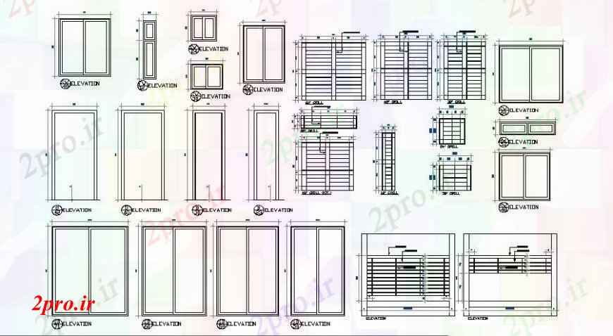 دانلود نقشه جزئیات طراحی در و پنجره  پنجره درب نقشه های طراحی  دو بعدی   (کد110778)