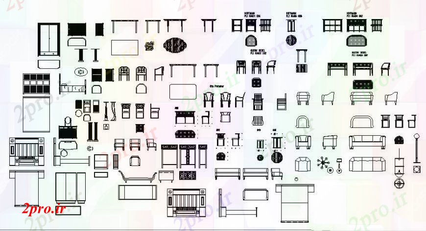 دانلود نقشه بلوک مبلمان های مختلف  های طراحی  دو بعدی   نما اتوکد (کد110842)