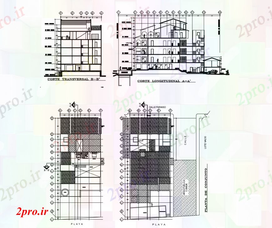 دانلود نقشه هتل - رستوران - اقامتگاه برنامه و بخش نظر هتل در خودکار 16 در 40 متر (کد110861)