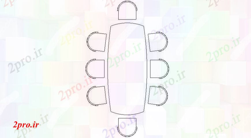دانلود نقشه میز و صندلی  نما  دو بعدی  از میز ناهار خوری و صندلی  (کد110904)