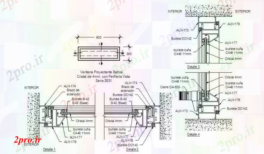 دانلود نقشه جزئیات طراحی در و پنجره  پنجره های آلومینیومی نجاری بلوک جزئیات نقشه های دو بعدی    اتوکد (کد110979)