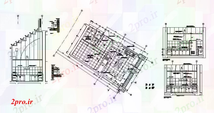 دانلود نقشه جزئیات طراحی ساخت آشپزخانه طرحی آشپزخانه و نما دو بعدی  نقشه های  (کد110989)