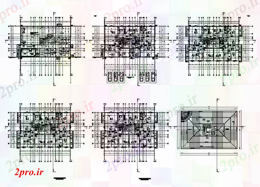 دانلود نقشه مسکونی  ، ویلایی ، آپارتمان  طرحی طبقه با طرحی سقف آپارتمان   در برنامه  خودکار (کد111006)