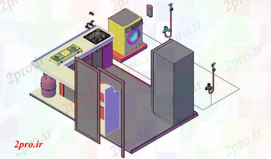 دانلود نقشه جزئیات طراحی ساخت آشپزخانه آشپزخانه  های طراحیتریدی  (کد111014)