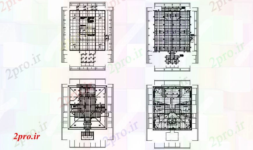 دانلود نقشه جزئیات ساخت و ساز سقف طراحی طرحی جزئیات دو بعدی اتوکد 13 در 15 متر (کد111042)