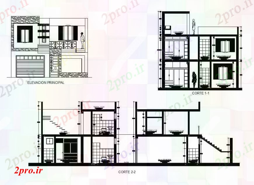 دانلود نقشه مسکونی  ، ویلایی ، آپارتمان  نما و بخش نظر منطقه محل اقامت در   خودکار (کد111043)