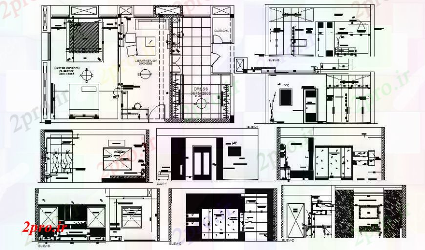 دانلود نقشه ساختمان اداری - تجاری - صنعتی دفتر اتاق ساختمان نما طرحی و بخش 7 در 12 متر (کد111067)