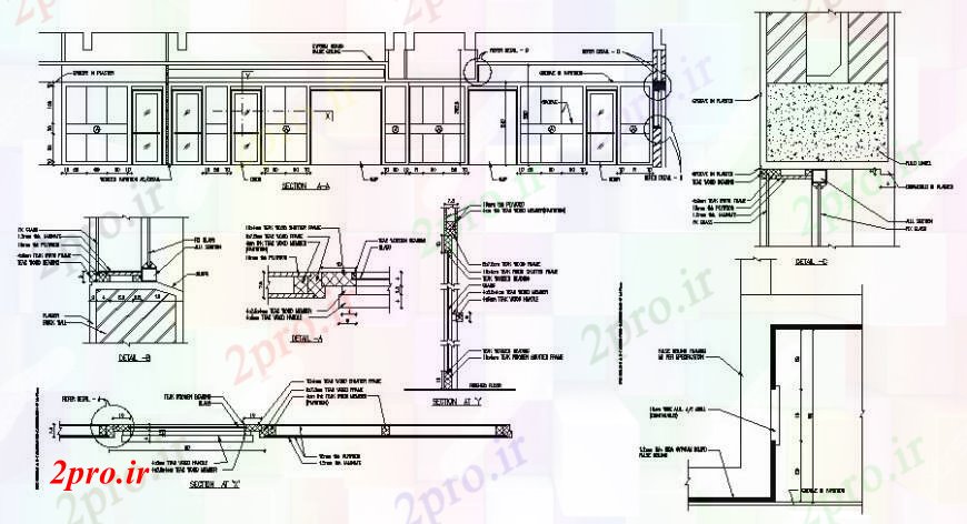 دانلود نقشه جزئیات طراحی در و پنجره  پنجره درب واحد طراحی جزئیات مقطعی در  اتوکد (کد111077)