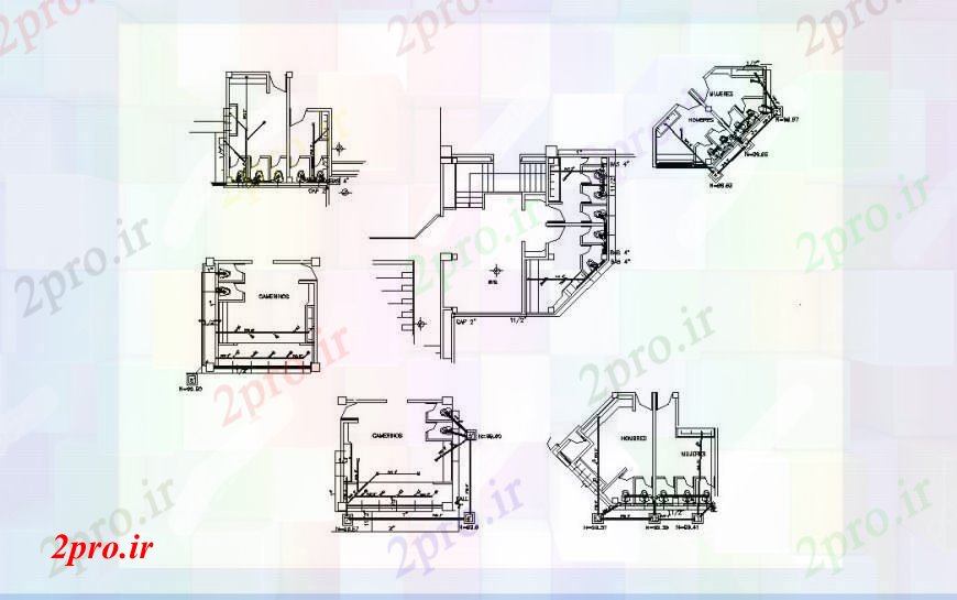 دانلود نقشه حمام مستر خط آب پی وی سی از منطقه شستشو و حمام ورزشی مرکز  (کد111089)