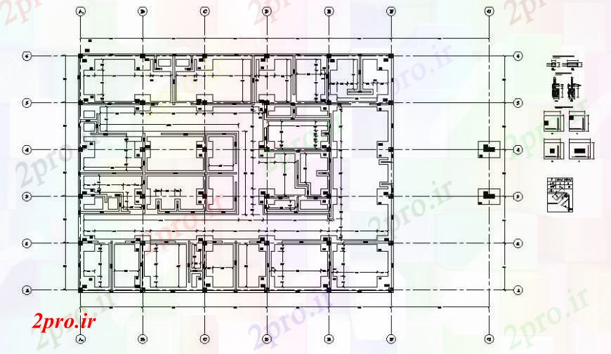 دانلود نقشه طراحی اتوکد پایه ساختار جای پای بنیاد جزئیات دو بعدی اتوکد 22 در 30 متر (کد111091)