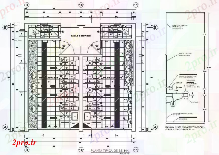 دانلود نقشه حمام مستر طرحی حمام معمولی و ناحیه شستشو  (کد111104)