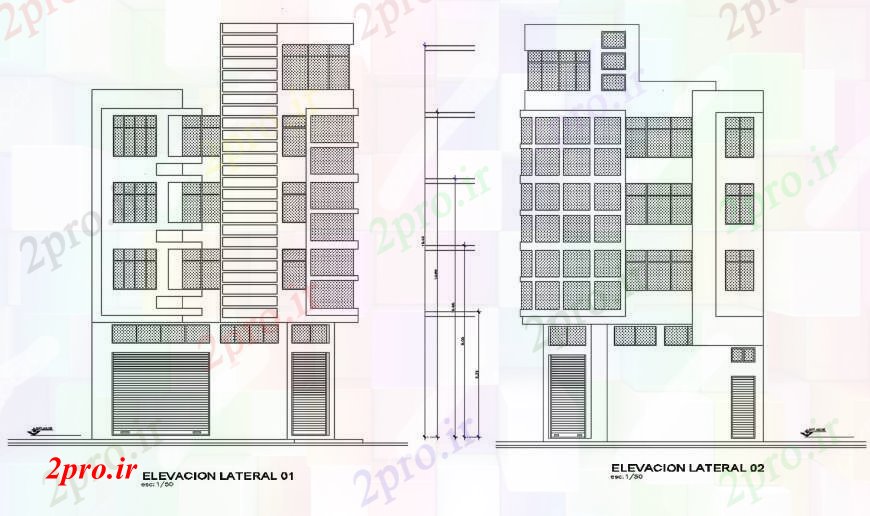 دانلود نقشه هتل - رستوران - اقامتگاه نما رستوران در خودکار 10 در 11 متر (کد111135)