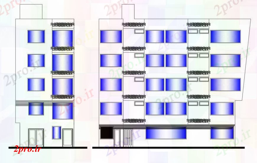 دانلود نقشه هتل - رستوران - اقامتگاه نما هتل در خودکار 6 در 16 متر (کد111150)