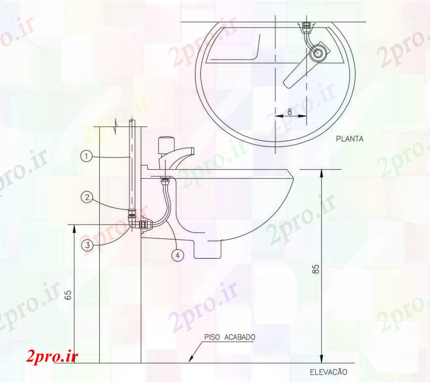 دانلود نقشه بلوک های بهداشتی حوضه را بشویید پلان بهداشتی و نما در   خودکار (کد111152)