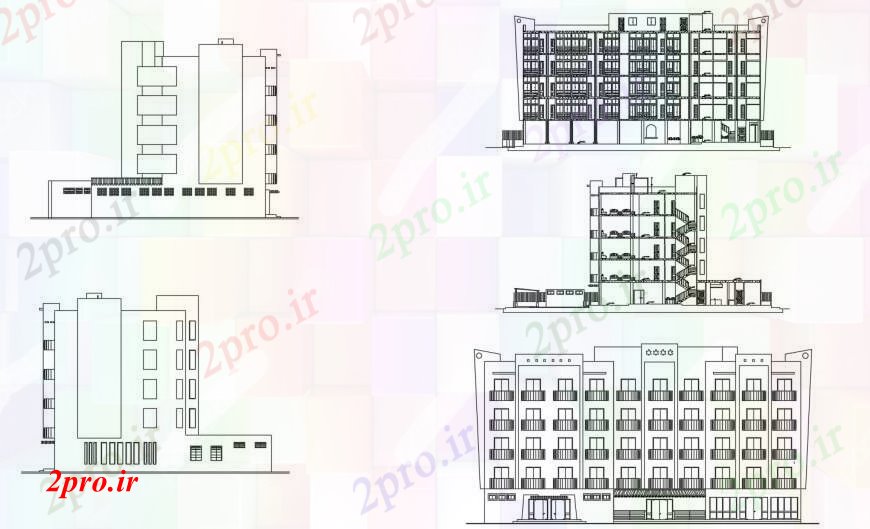 دانلود نقشه هتل - رستوران - اقامتگاه نما هتل در خودکار 14 در 35 متر (کد111159)