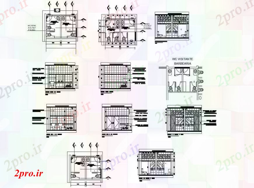 دانلود نقشه حمام مستر طرحی حمام و نما با دیدگاه های مختلف در   خودکار (کد111167)