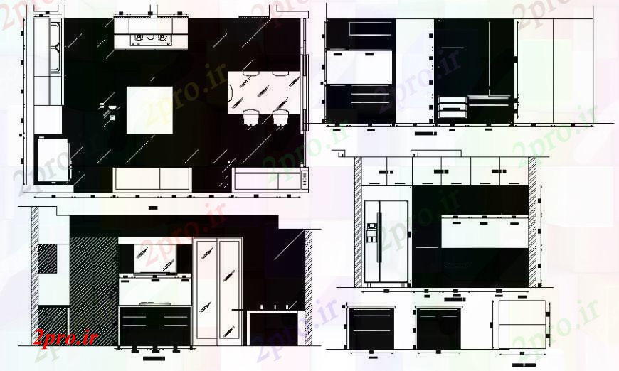 دانلود نقشه اتاق نشیمن ، حال ، پذیرایی اتاق نشیمن طراحی داخلی جزئیات طرحی دو بعدی و نما 4 در 5 متر (کد111189)