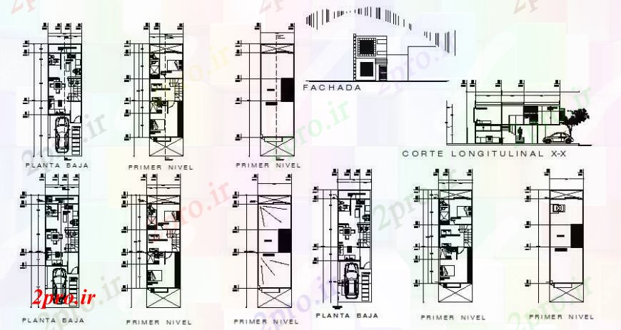 دانلود نقشه مسکونی  ، ویلایی ، آپارتمان  دو دان طراحی آپارتمان   مسکن برنامه ریزی نما و بخش  (کد111195)