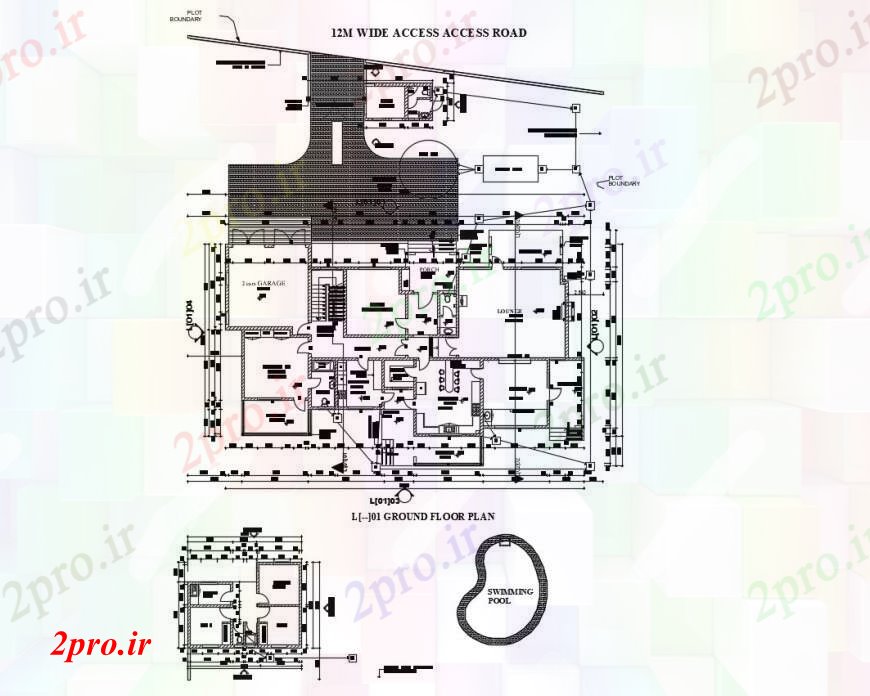 دانلود نقشه مسکونی  ، ویلایی ، آپارتمان  طرحی طبقه با مساحت سایت خانه در   خودرو (کد111218)