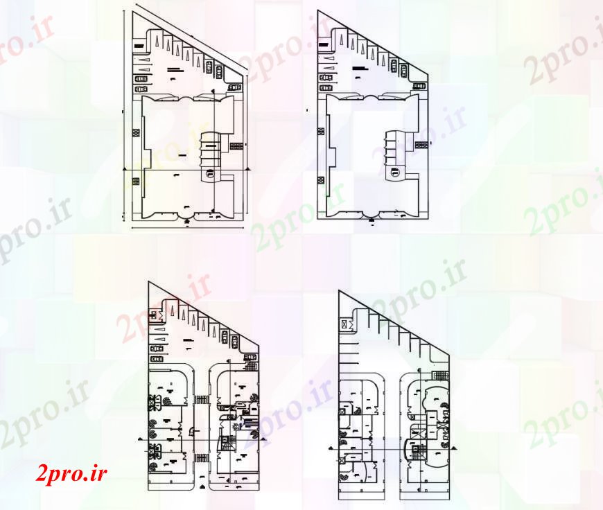 دانلود نقشه هایپر مارکت - مرکز خرید - فروشگاه طرحی طبقه مرکز خرید در خودکار 27 در 29 متر (کد111265)