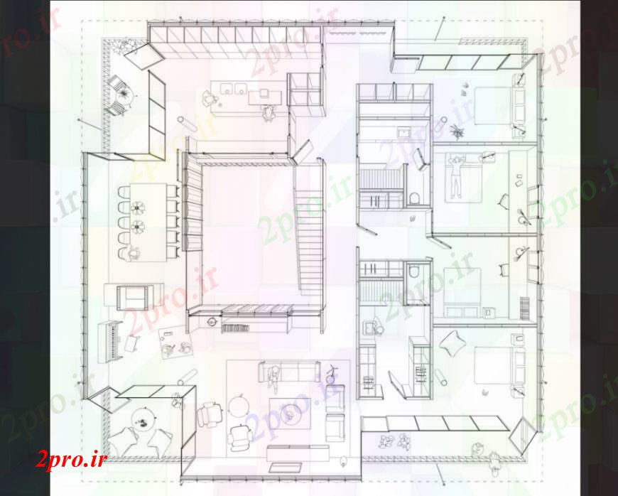 دانلود نقشه مسکونی  ، ویلایی ، آپارتمان  طرحی محدوده اقامت در  تا طرح (کد111305)