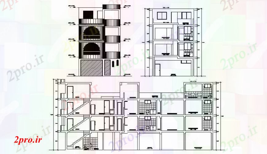 دانلود نقشه مسکونی  ، ویلایی ، آپارتمان  مسکونی نما آپارتمان   زندگی و بخش در  اتوکد (کد111343)