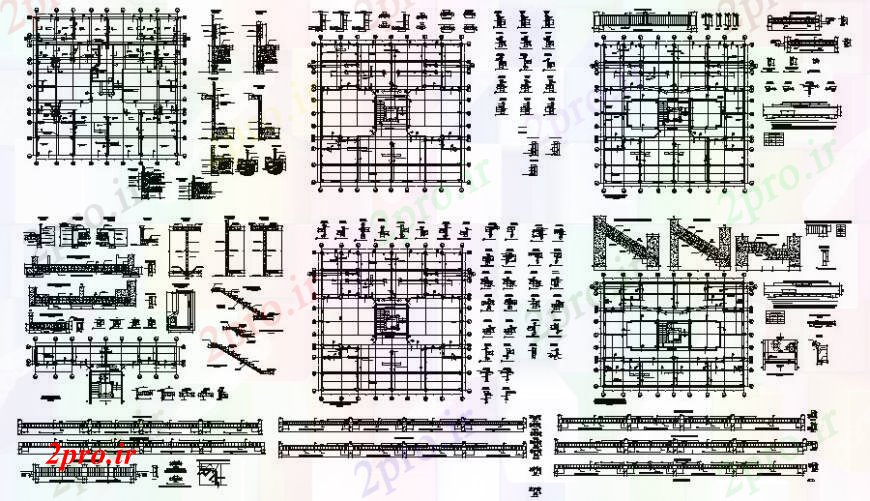 دانلود نقشه طراحی جزئیات ساختار جزئیات ساختار مختلفی از واحدهای RCC دو بعدی اتوکد 21 در 22 متر (کد111372)