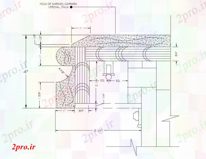 دانلود نقشه جزئیات ساخت و ساز سنگ مرمر و  ساخت و ساز طرحی جزئیات آن در   خودکار (کد111383)