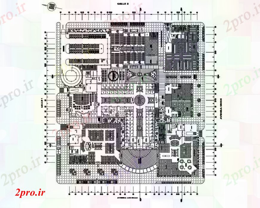 دانلود نقشه ساختمان اداری - تجاری - صنعتی طرحی تجاری در خودکار 173 در 187 متر (کد111385)