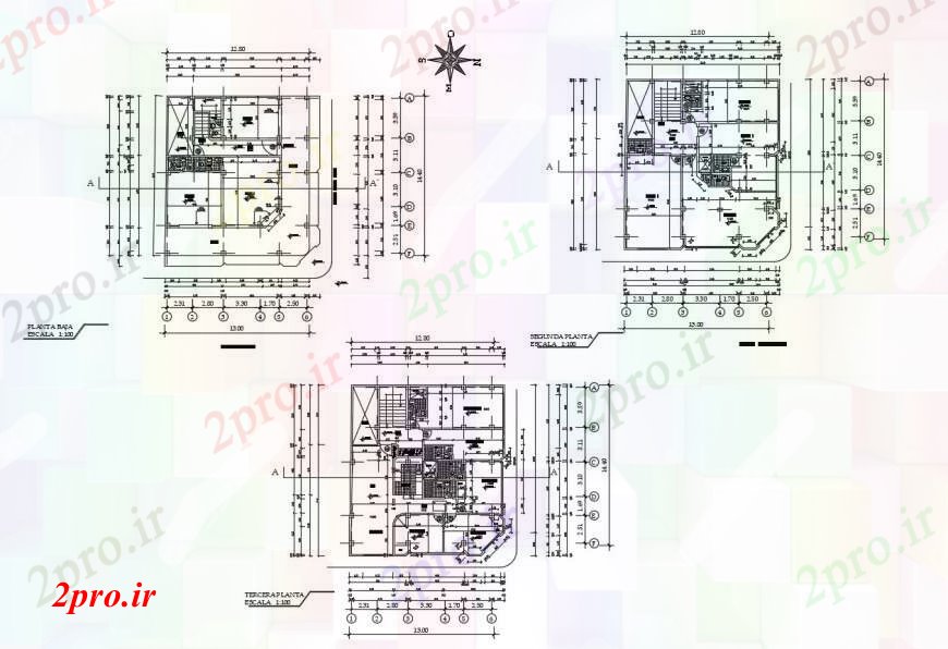 دانلود نقشه ساختمان اداری - تجاری - صنعتی طرحی طبقه اداری در های خودکار 13 در 15 متر (کد111410)