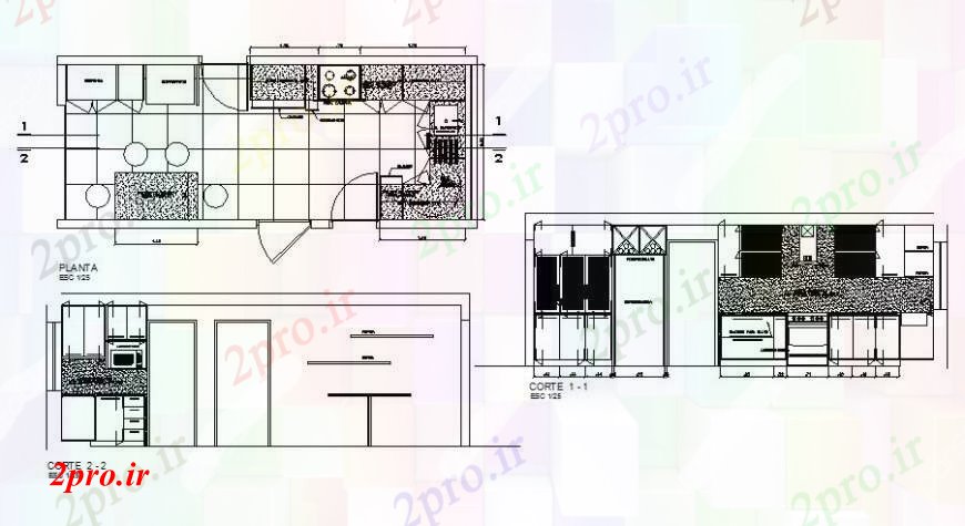 دانلود نقشه جزئیات طراحی ساخت آشپزخانه آشپزخانه طرحی و جزئیات مقطعی طراحی  دو بعدی   (کد111420)