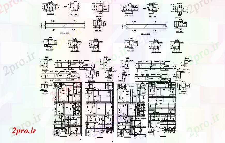 دانلود نقشه جزئیات ستون ستون و اتصال پرتو بلوک ساختاری جزئیات نقشه  (کد111432)