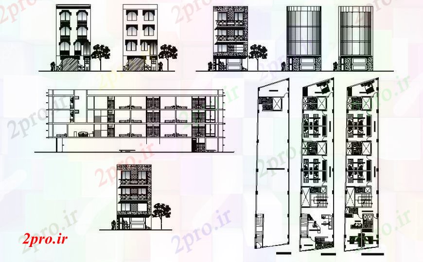 دانلود نقشه مسکونی  ، ویلایی ، آپارتمان  آپارتمان جزئیات طراحی طرحی نما و بخش (کد111445)