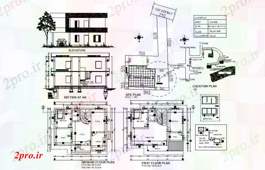 دانلود نقشه مسکونی  ، ویلایی ، آپارتمان  مسکن جزئیات طراحی طرحی نما و بخش (کد111448)