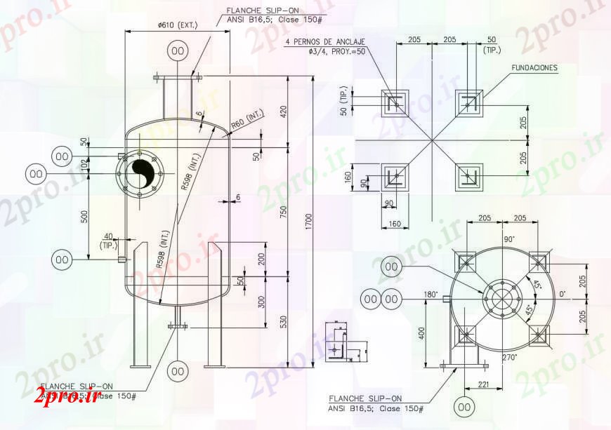 دانلود نقشه قالب اسکلت فلزی  سازه های فولادی از طرحی نما مخزن ذخیره سازی و جزئیات در   خودکار (کد111469)