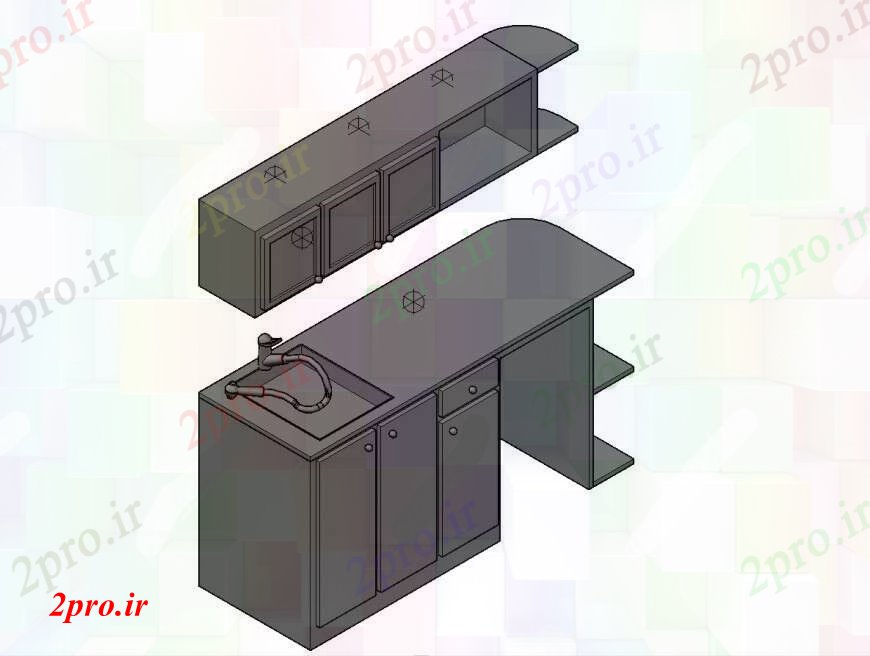 دانلود نقشه آشپزخانه  تریدی از آشپزخانه در   خودکار (کد111488)