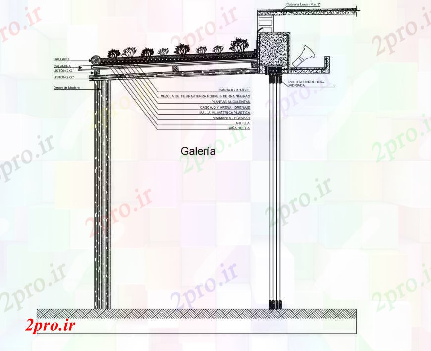 دانلود نقشه باغ باغ  نما جزئیات سقف  (کد111501)