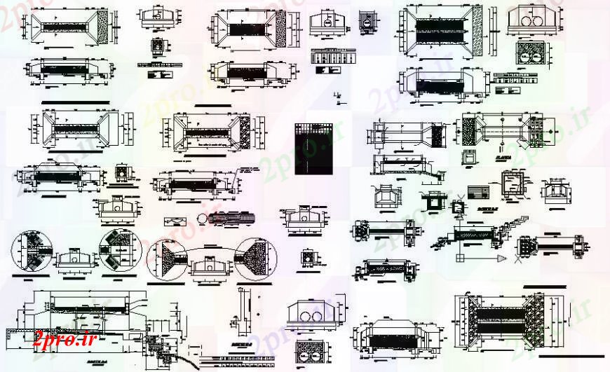 دانلود نقشه جزئیات ساخت پل ساختار پل طراحی جزئیات با راه پله  دو بعدی   (کد111504)