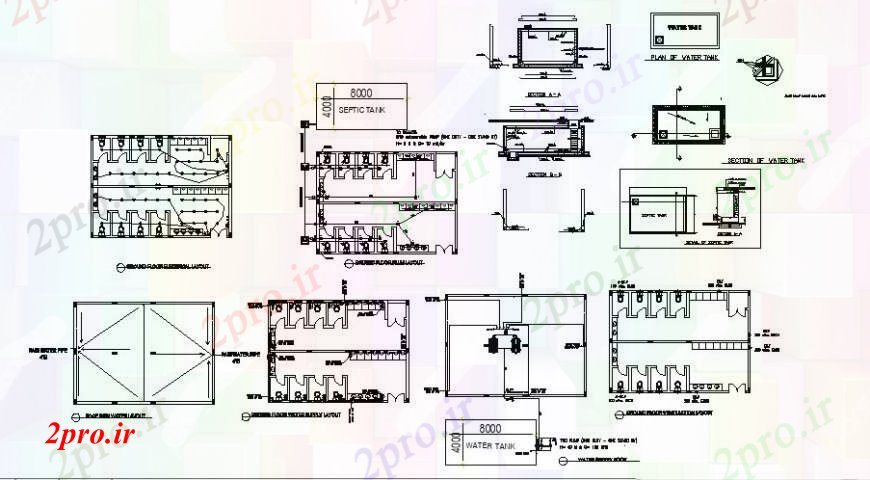 دانلود نقشه حمام مستر بهداشتی واحد جزئیات دو بعدی از توالت عمومی 9 در 12 متر (کد111520)