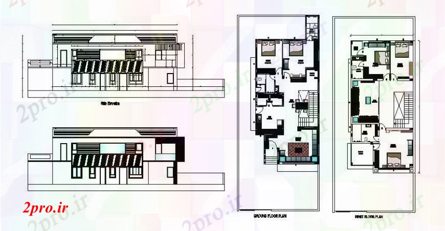 دانلود نقشه مسکونی ، ویلایی ، آپارتمان واحد مسکونی نقشه های جزئیات برنامه ریزی و نما اتوکد فی 9 در 17 متر (کد111537)