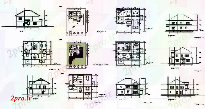 دانلود نقشه مسکونی  ، ویلایی ، آپارتمان  مسکونی دو نقشه دان خانههای ویلایی  دو بعدی   (کد111551)