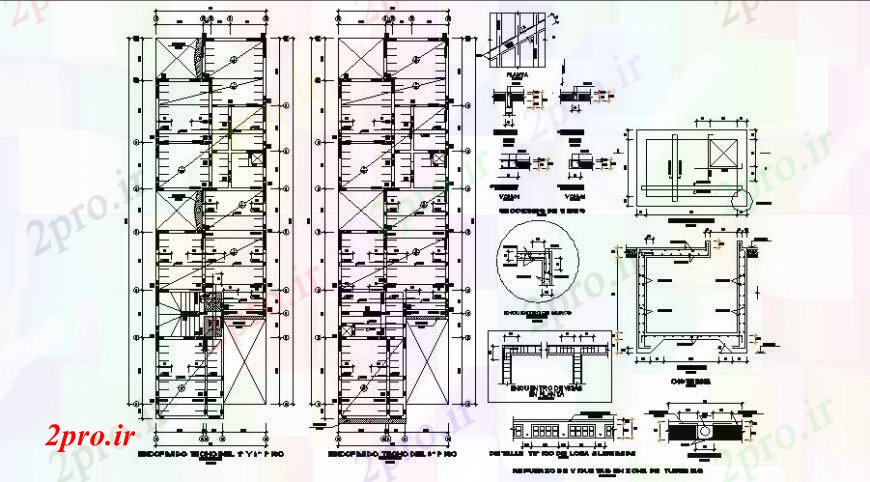 دانلود نقشه جزئیات میلگرد گذاریRCC مختلف واحدهای ساختاری طراحی جزئیات طرحی در autro 6 در 20 متر (کد111559)