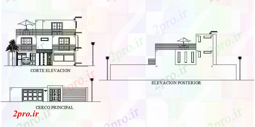 دانلود نقشه مسکونی  ، ویلایی ، آپارتمان  نما طراحی خانه جزئیات  دو بعدی    اتوکد (کد111572)