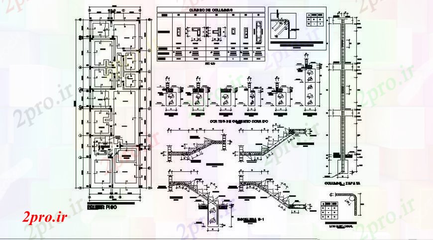 دانلود نقشه طراحی اتوکد پایه ساختار بنیاد و دیگر جزئیات RCC 6 در 20 متر (کد111579)